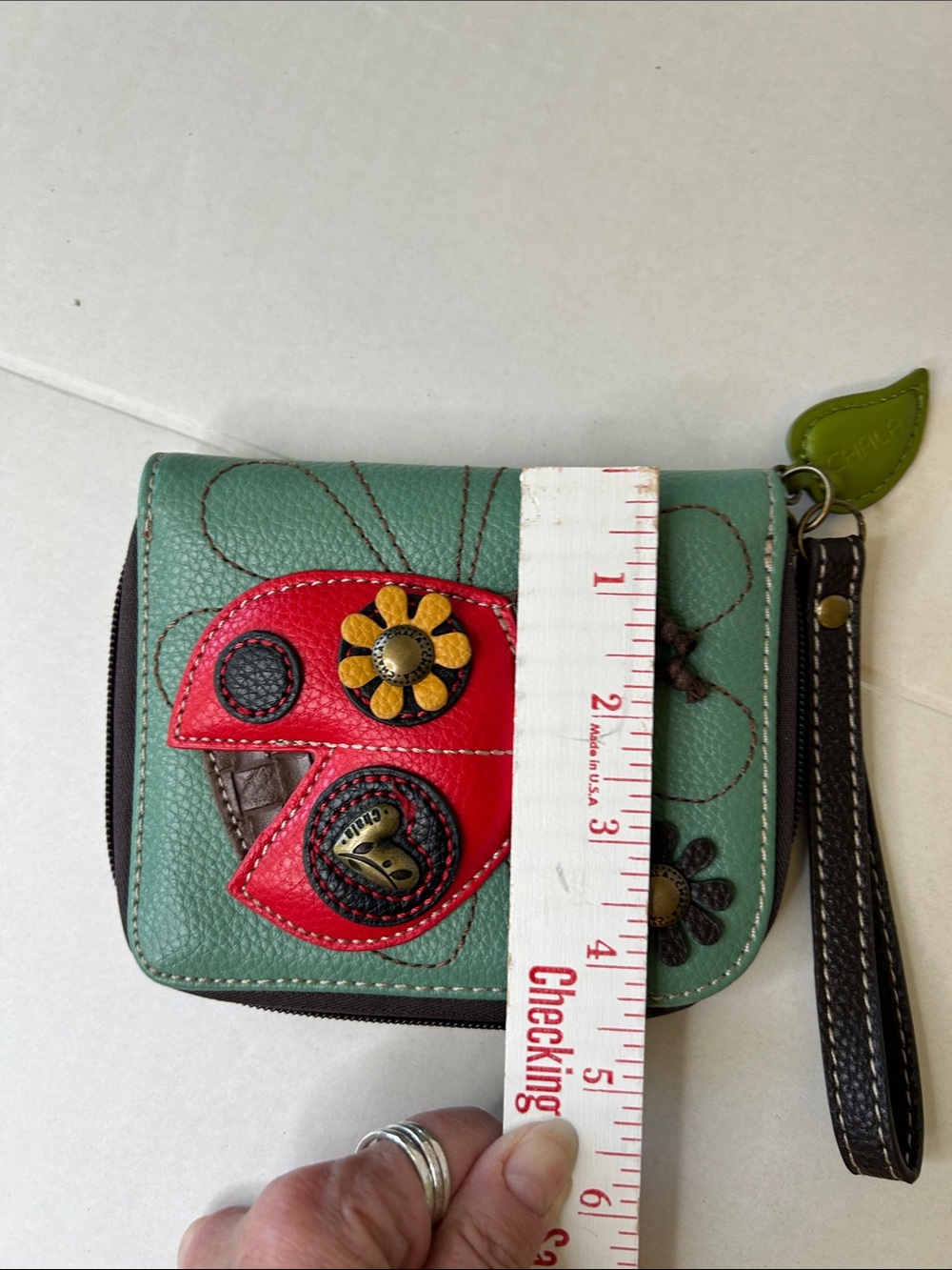 CHALA LADYBUG ZIP AROUND FAUX LEATHER WRISTLET WALLET - Picture 9 of 11